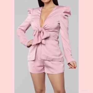 Fashion Nova Blush Dearly Beloved Satin Blazer L